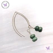 Seraphinite Rondelle Silver Angled Earrings